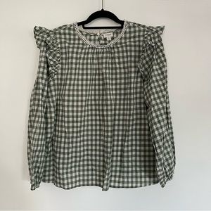 J. Crew Factory Ruffle Gingham Blouse - Size XL